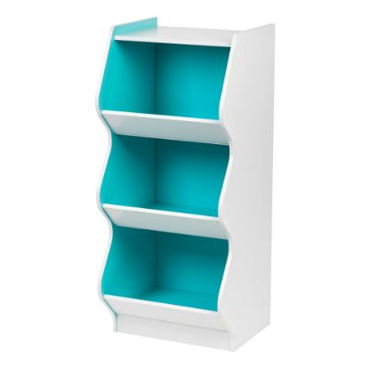 Picture of IRIS 38inH 3-Tier Storage Organizer-Shelf With Footboard, Blue/White