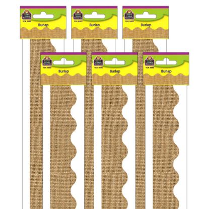 Picture of Teacher Created Resources Scalloped Border Trim, 2-3/16ft" x 35ft", Burlap, 12 Boarders Per Pack, Set Of 6 Packs