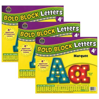 Picture of Teacher Created Resources 4in Letters, Marquee Bold Block, 230 Pieces Per Pack, Set Of 3 Packs