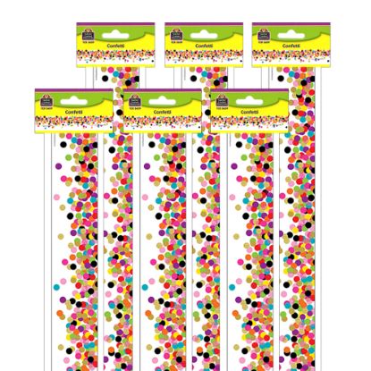 Picture of Teacher Created Resources Straight Border Trim, 3ft" x 35ft", Confetti, 12 Boarders Per Pack, Set Of 6 Packs