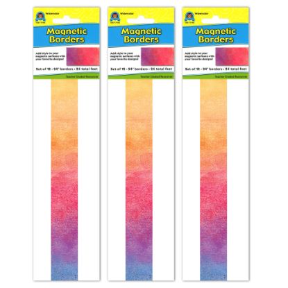 Picture of Teacher Created Resources Magnetic Borders, 24in x 1-1/2in, Watercolor, 12 Boarders Per Pack, Set Of 3 Packs