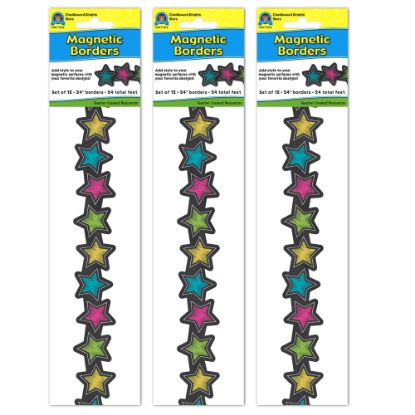 Picture of Teacher Created Resources Magnetic Borders, 24in x 1-1/2in, Chalkboard Brights Stars, 12 Boarders Per Pack, Set Of 3 Packs