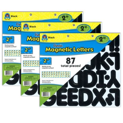 Picture of Teacher Created Resources Magnetic Letters, 2in, Black, 87 Pieces Per Pack, Set Of 3 Packs