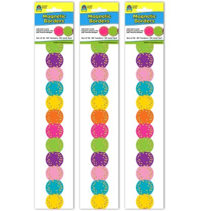 Picture of Teacher Created Resources Magnetic Borders, 24in x 1-1/2in, Confetti Circles, 12 Boarders Per Pack, Set Of 3 Packs