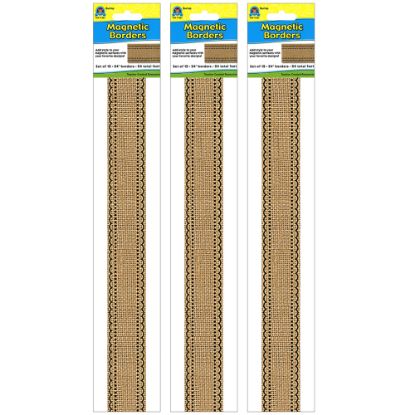 Picture of Teacher Created Resources Magnetic Borders, 24in x 1-1/2in, Burlap, 12 Boarders Per Pack, Set Of 3 Packs