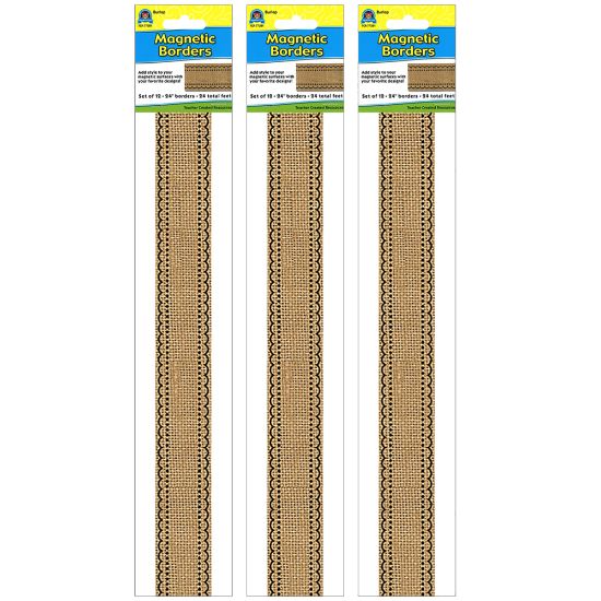 Picture of Teacher Created Resources Magnetic Borders, 24in x 1-1/2in, Burlap, 12 Boarders Per Pack, Set Of 3 Packs