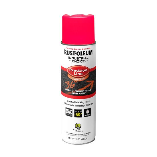 Picture of Rust-Oleum Industrial Choice M1600 System Solvent-Based Precision Line Inverted Marking Paint, 17 Oz, Fluorescent Pink, Case Of 12 Cans