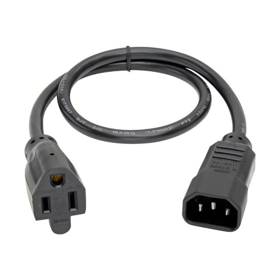 Picture of Tripp Lite Standard Computer Power Cord 10A 18AWG C14 to 5-15R - Power cable - power IEC 60320 C13 to NEMA 5-15 (F) - AC 110 V - 2 ft - black