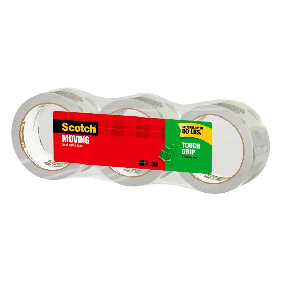 Picture of Scotch Tough Grip Moving Packing Tape, 1.88in x 43.7 Yd., Clear, Pack Of 3