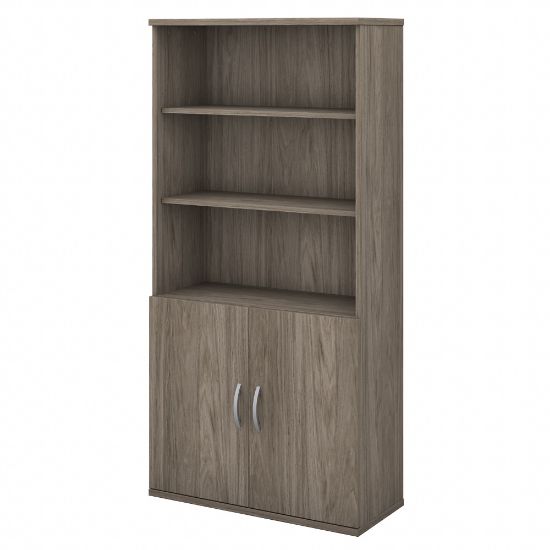 Picture of Bush Business Furniture Studio C 73inH 5-Shelf Bookcase With Doors, Modern Hickory, Standard Delivery