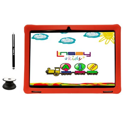 Picture of Linsay F10IPS Tablet, 10.1in Screen, 2GB Memory, 64GB Storage, Android 13, Kids Red