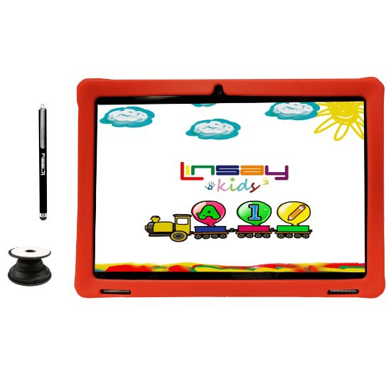 Picture of Linsay F10IPS Tablet, 10.1in Screen, 2GB Memory, 64GB Storage, Android 13, Kids Red