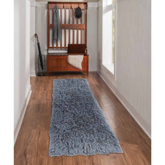 Picture of Linon Flokati Area Rug, 29in x 103in, Morrigan 1400G Denim Blue