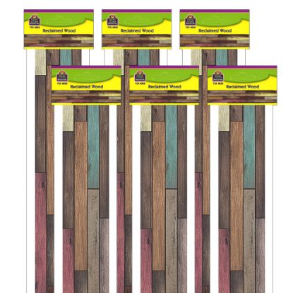 Picture of Teacher Created Resources Straight Border Trim, 3ft" x 35ft", Reclaimed Wood, 12 Boarders Per Pack, Set Of 6 Packs