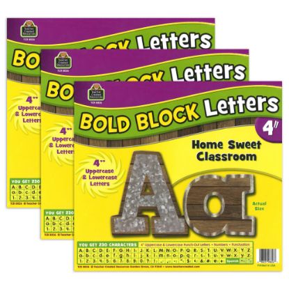 Picture of Teacher Created Resources 4in Letters, Home Sweet Classroom Bold Block, 230 Characters Per Pack, Set Of 3 Packs