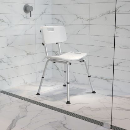 Picture of Flash Furniture Hercules Adjustable Bath And Shower Chair With Back, 33-1/4inH x 19inW x 20inD, White