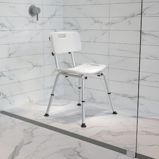 Picture of Flash Furniture Hercules Adjustable Bath And Shower Chair With Back, 33-1/4inH x 19inW x 20inD, White