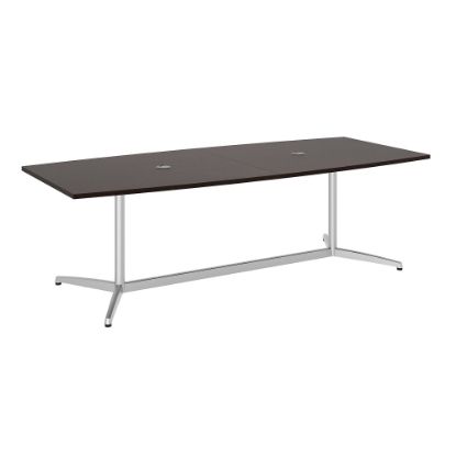 Picture of Bush Business Furniture 96inW x 42inD Boat Shaped Conference Table with Metal Base, Mocha Cherry/Silver, Standard Delivery