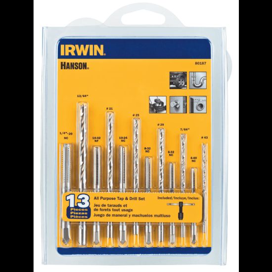 Picture of IRWIN High-Carbon Steel Tap and Drill Bit Set, 13 Piece