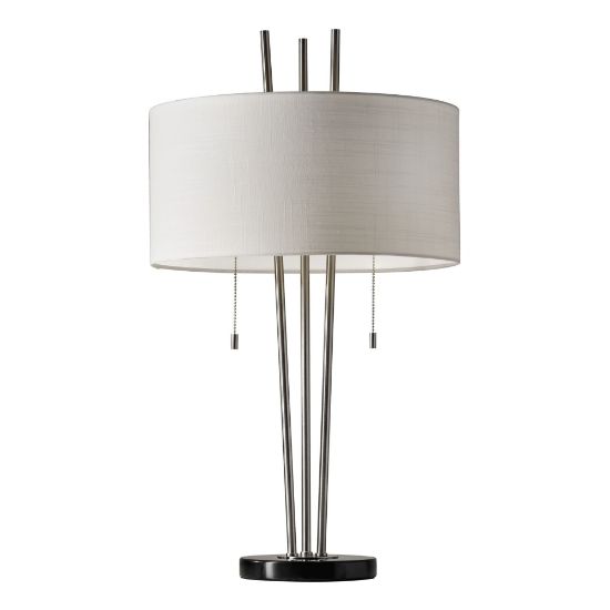 Picture of Adesso Anderson Table Lamp, 28inH, White Shade/Brushed Steel Base&emsp;