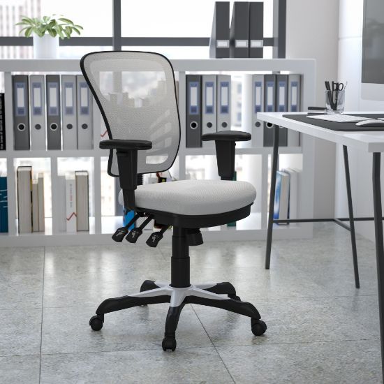 Picture of Flash Furniture Ergonomic Mesh Mid-Back Swivel Task Chair, White/Black