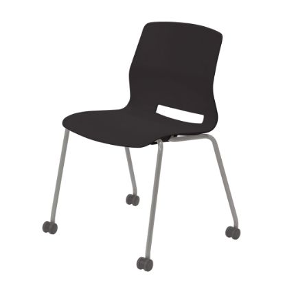 Picture of KFI Studios Imme Stack Chair With Caster Base, Black/Silver