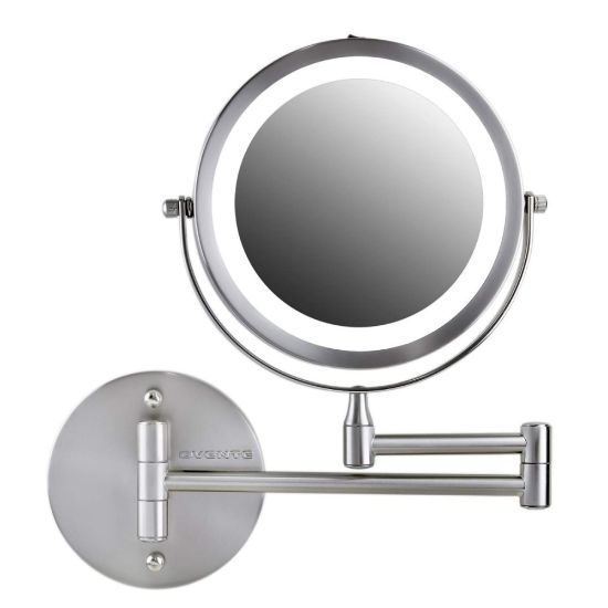 Picture of Ovente MFW70BR1X7X Wall-Mounted Double-Sided Vanity Makeup Mirror, 7X Magnification, Nickel