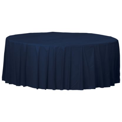 Picture of Amscan 77017 Solid Round Plastic Table Covers, 84in, True Navy, Pack Of 6 Covers