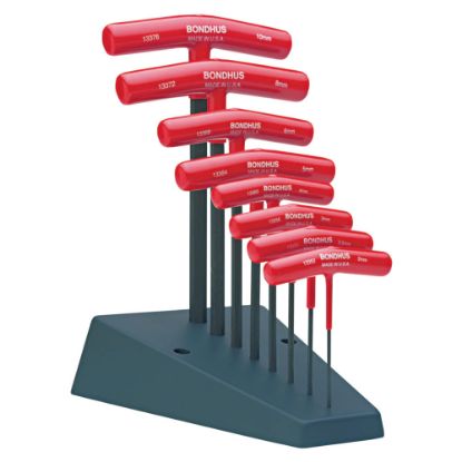 Picture of Bondhus 8-Piece T-Handle Ball End Hex Driver Set with Stand, Metric