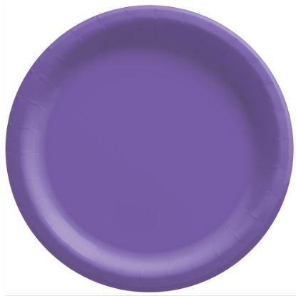 Picture of Amscan Round Paper Plates, New Purple, 10in, 50 Plates Per Pack, Case Of 2 Packs