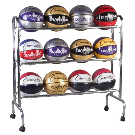 Picture of Champion Sports 12-Ball Basketball Rack, 41in x 17in x 41in, Steel