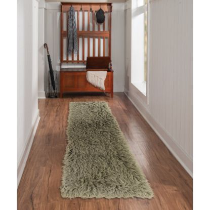 Picture of Linon Flokati Area Rug, 29in x 103in, Morrigan 1400G Olive