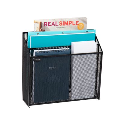 Picture of Mind Reader 3 Compartment Vertical File Storage, 11-1/2inH x 3-3/4inW x 12-1/2inD, Black