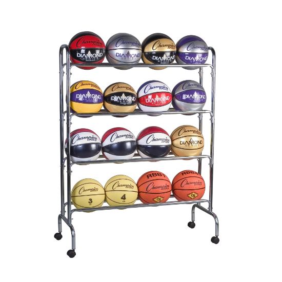 Picture of Champion Sports 16-Ball Basketball Rack, 53in x 17in x 41in, Steel