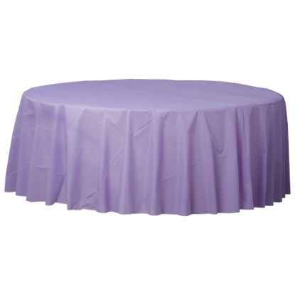 Picture of Amscan 77017 Solid Round Plastic Table Covers, 84in, Lavender, Pack Of 6 Covers