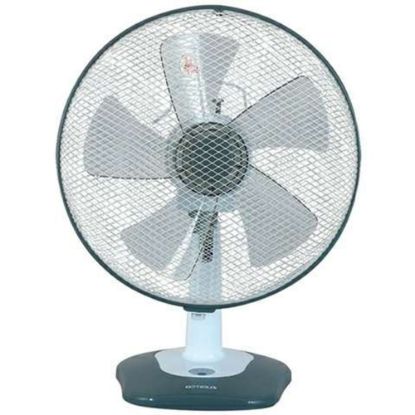 Picture of Optimus Oscillating Table Fan With Soft-Touch Switch, 13in x 12in, White/Gray