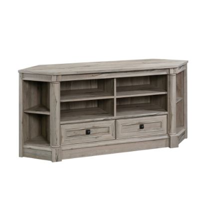 Picture of Sauder Palladia Corner Entertainment Credenza For 60in TVs, 27-3/8inH x 61-1/8inW x 18-1/2inD, Split Oak