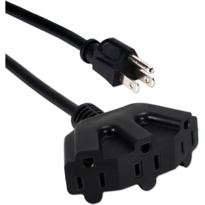 Picture of QVS 10ft Three Angle Outlet 3-Prong Power Extension Cord - For Computer - 125 V AC / 13 A - Black - 10 ft Cord Length - NEMA 5-15P / NEMA 5-15R - 1