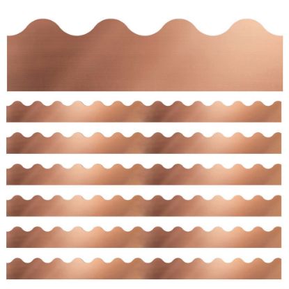 Picture of Carson Dellosa Education Scalloped Border, Sparkle + Shine Rose Gold Foil, 39ft Per Pack, Set Of 6 Packs