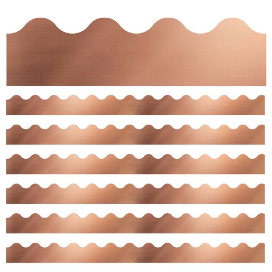 Picture of Carson Dellosa Education Scalloped Border, Sparkle + Shine Rose Gold Foil, 39ft Per Pack, Set Of 6 Packs