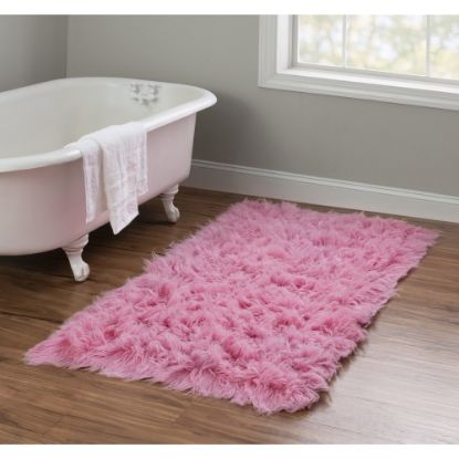 Picture of Linon Flokati Area Rug, 29in x 52in, Morrigan 1400G Pastel Pink