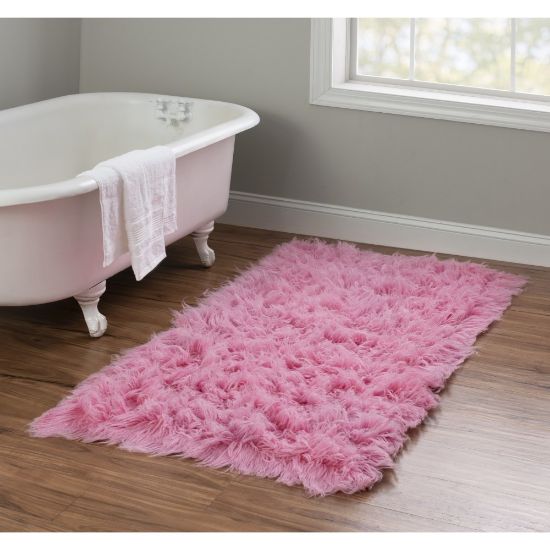 Picture of Linon Flokati Area Rug, 29in x 52in, Morrigan 1400G Pastel Pink