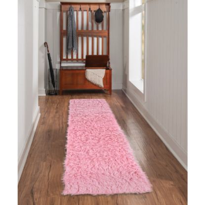 Picture of Linon Flokati Area Rug, 29in x 103in, Morrigan 1400G Pastel Pink