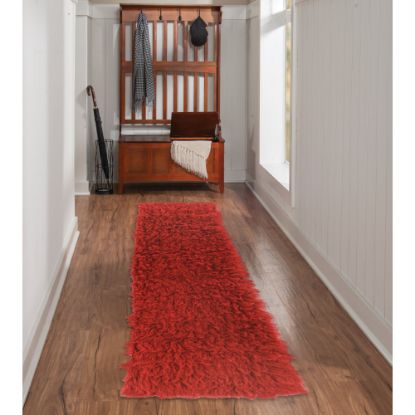 Picture of Linon Flokati Area Rug, 29in x 103in, Morrigan 1400G Red