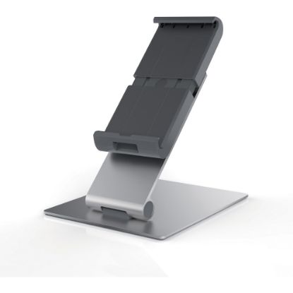 Picture of DURABLE TABLET HOLDER Desk Stand - Fits most 7in-13in Tablets, 360 Degrees Rotation with Anti-Theft Device, Silver/Charcoal