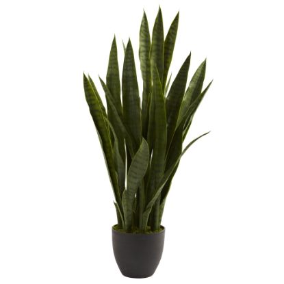 Picture of Nearly Natural 35inH Polyester Sansevieria With Planter, Black/Green