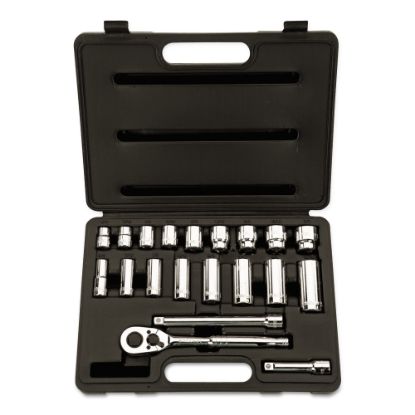 Picture of Stanley Tools 20-Piece SAE Standard/Deep Socket Set, 3/8in Drive, 12-Point Sockets