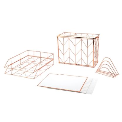 Picture of U Brands Desktop Fashion Filing Set, Rose Gold