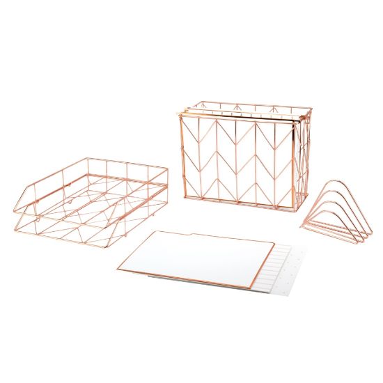 Picture of U Brands Desktop Fashion Filing Set, Rose Gold