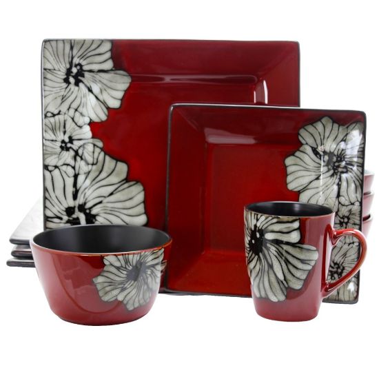 Picture of Elama 16-Piece Stoneware Dinnerware Set, Winter Bloom